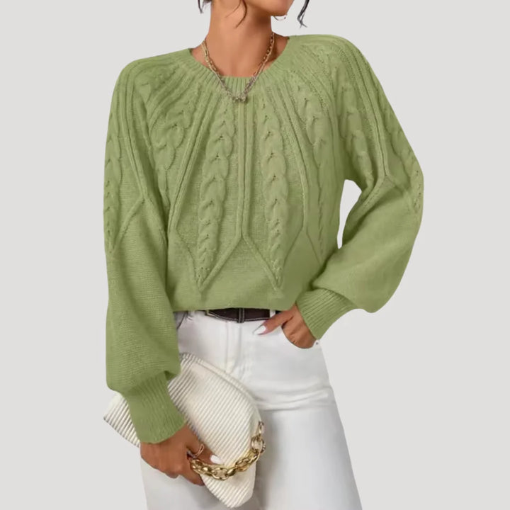 Brittany | Women's Cable-Knit Balloon-Sleeve Jumper