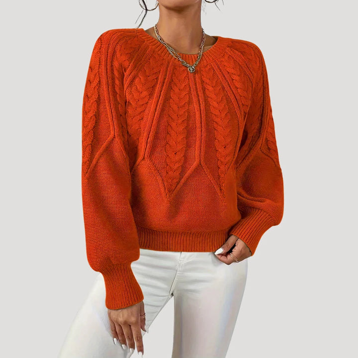 Brittany | Women's Cable-Knit Balloon-Sleeve Jumper