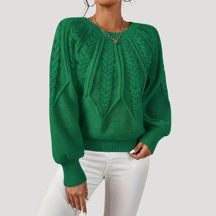 Brittany | Women's Cable-Knit Balloon-Sleeve Jumper