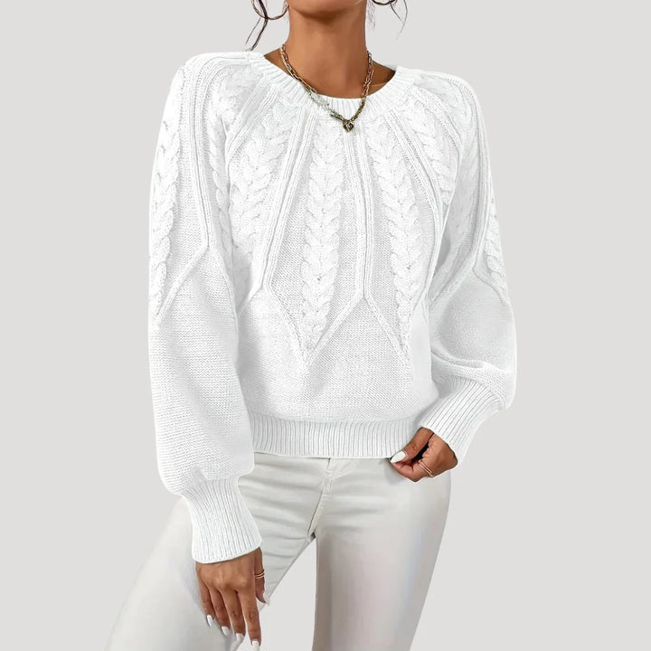 Brittany | Women's Cable-Knit Balloon-Sleeve Jumper