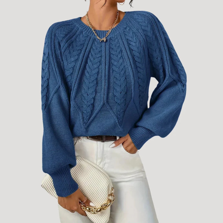 Brittany | Women's Cable-Knit Balloon-Sleeve Jumper
