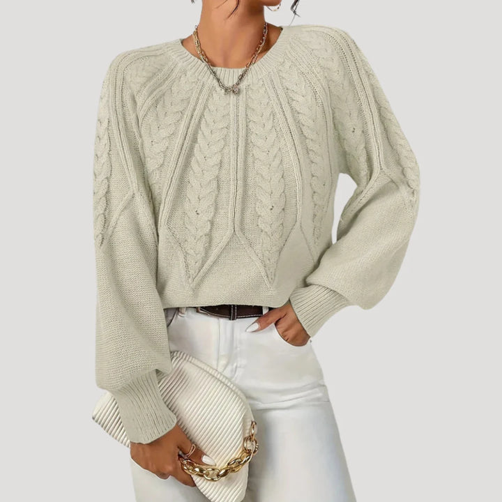 Brittany | Women's Cable-Knit Balloon-Sleeve Jumper