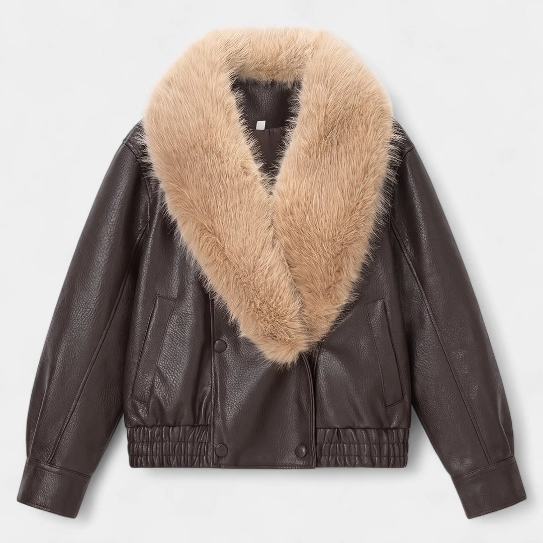 Bryony | Women's Shawl Collar Faux Leather Bomber Jacket