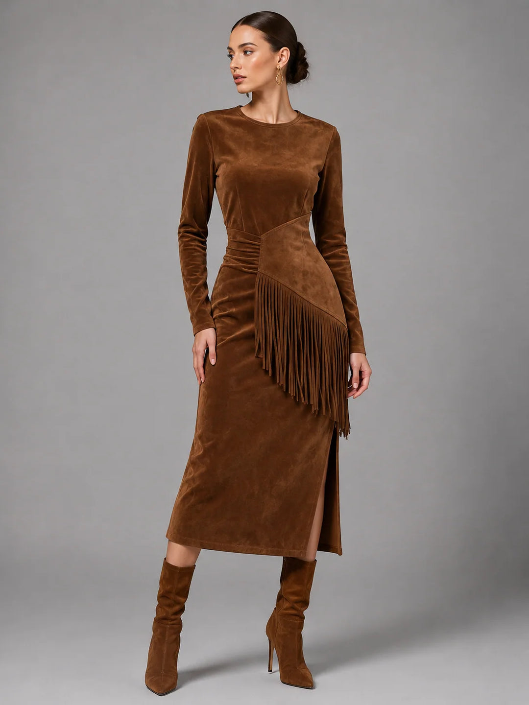 Caitlin | Women's Elegant Fringe Midi Dress