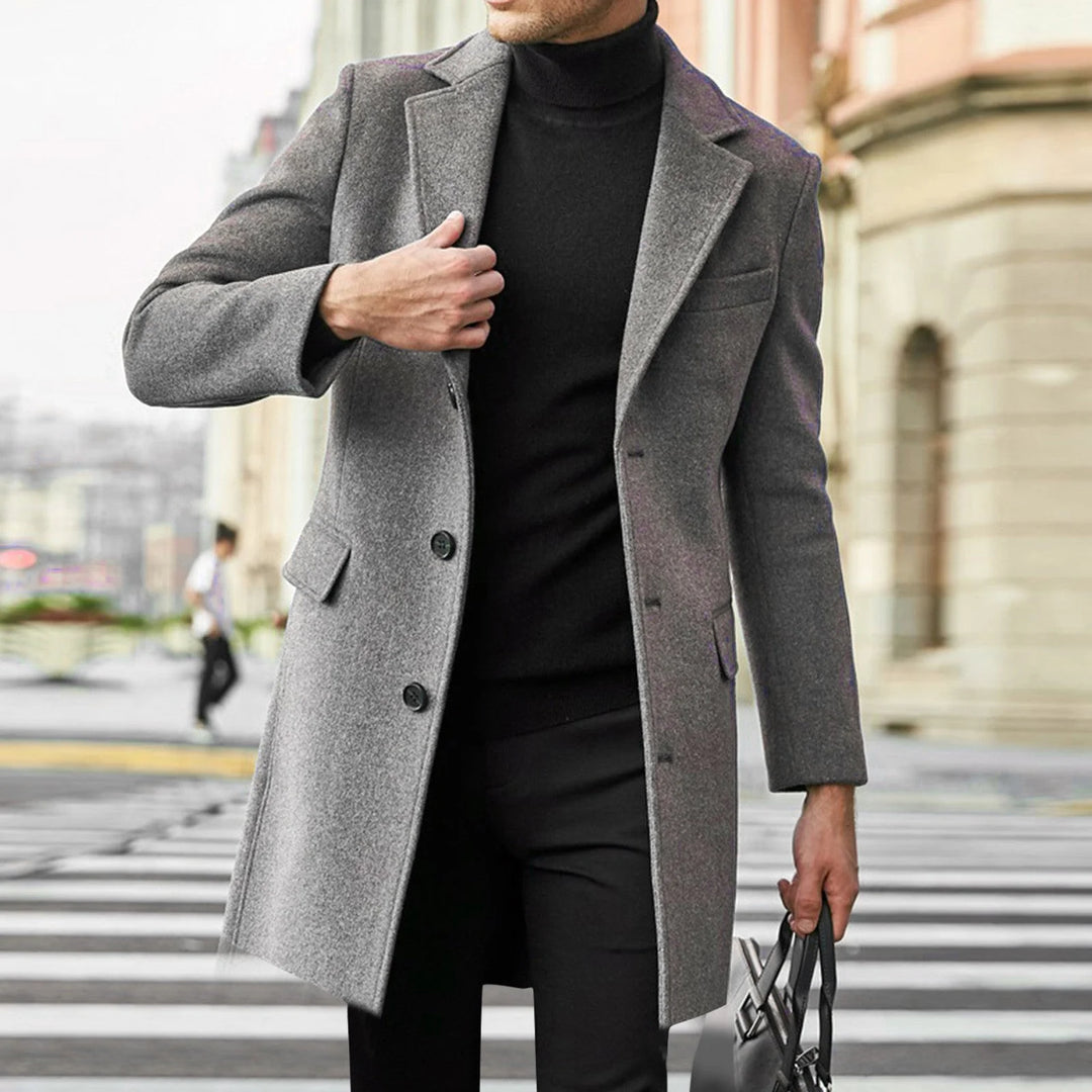 Callum | Men's Overcoat Single Breasted Long Flap Pockets