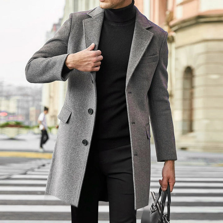 Callum | Men's Overcoat Single Breasted Long Flap Pockets