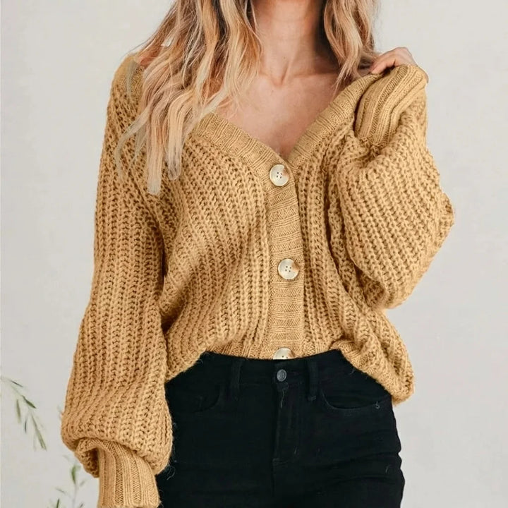 Camille | Women's Chunky-Knit Button-Front Cardigan