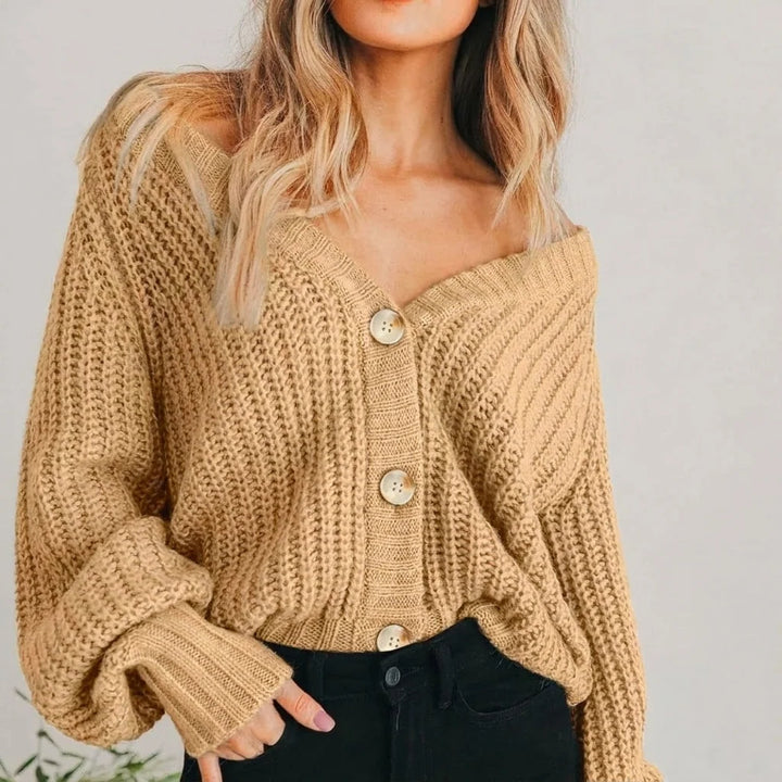 Camille | Women's Chunky-Knit Button-Front Cardigan