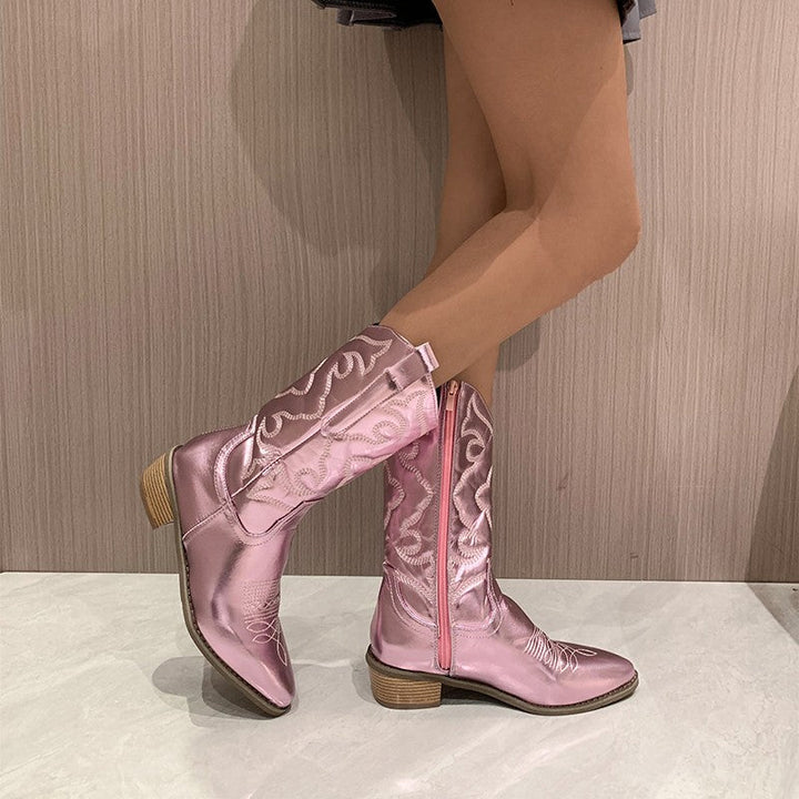 Cara | Women's Metallic Western Knee-High Boots
