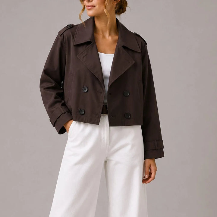 Caroline | Women's Cropped Double-Breasted Trench Jacket
