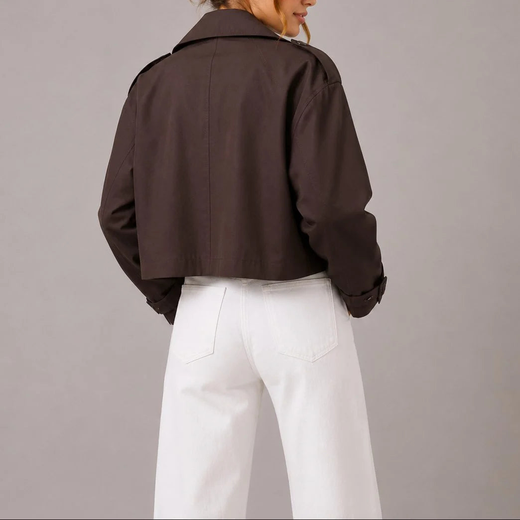 Caroline | Women's Cropped Double-Breasted Trench Jacket