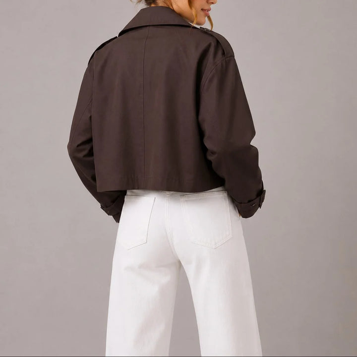 Caroline | Women's Cropped Double-Breasted Trench Jacket