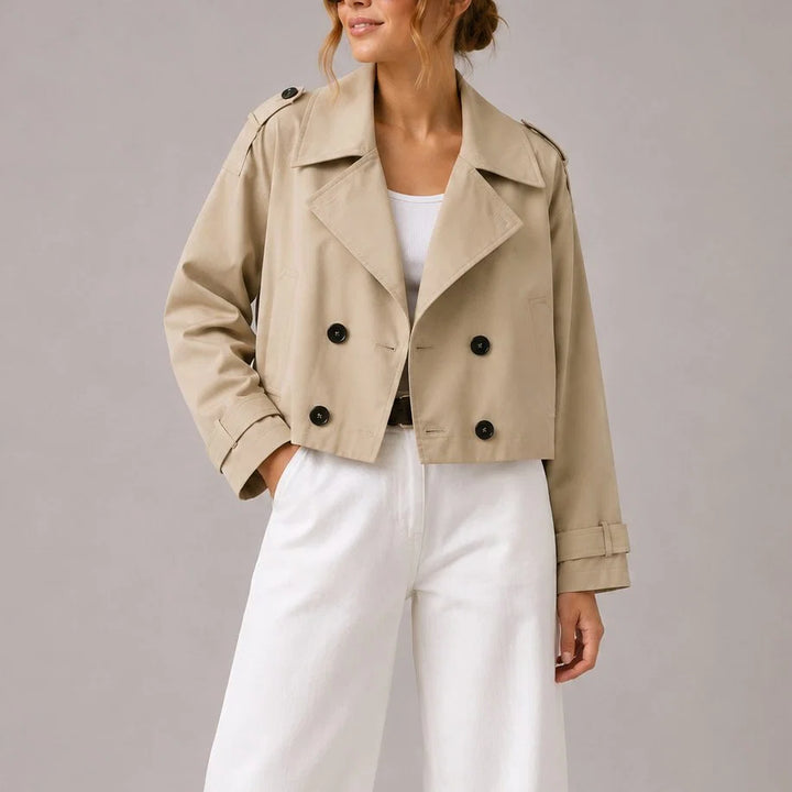 Caroline | Women's Cropped Double-Breasted Trench Jacket