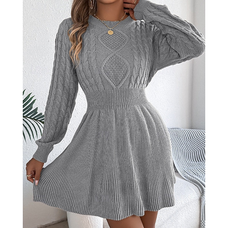 Carolyn | Women's Cable-Knit Sweater Dress