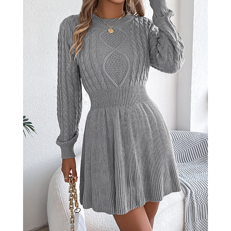 Carolyn | Women's Cable-Knit Sweater Dress
