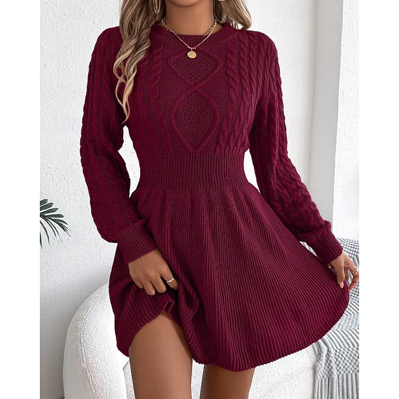Carolyn | Women's Cable-Knit Sweater Dress