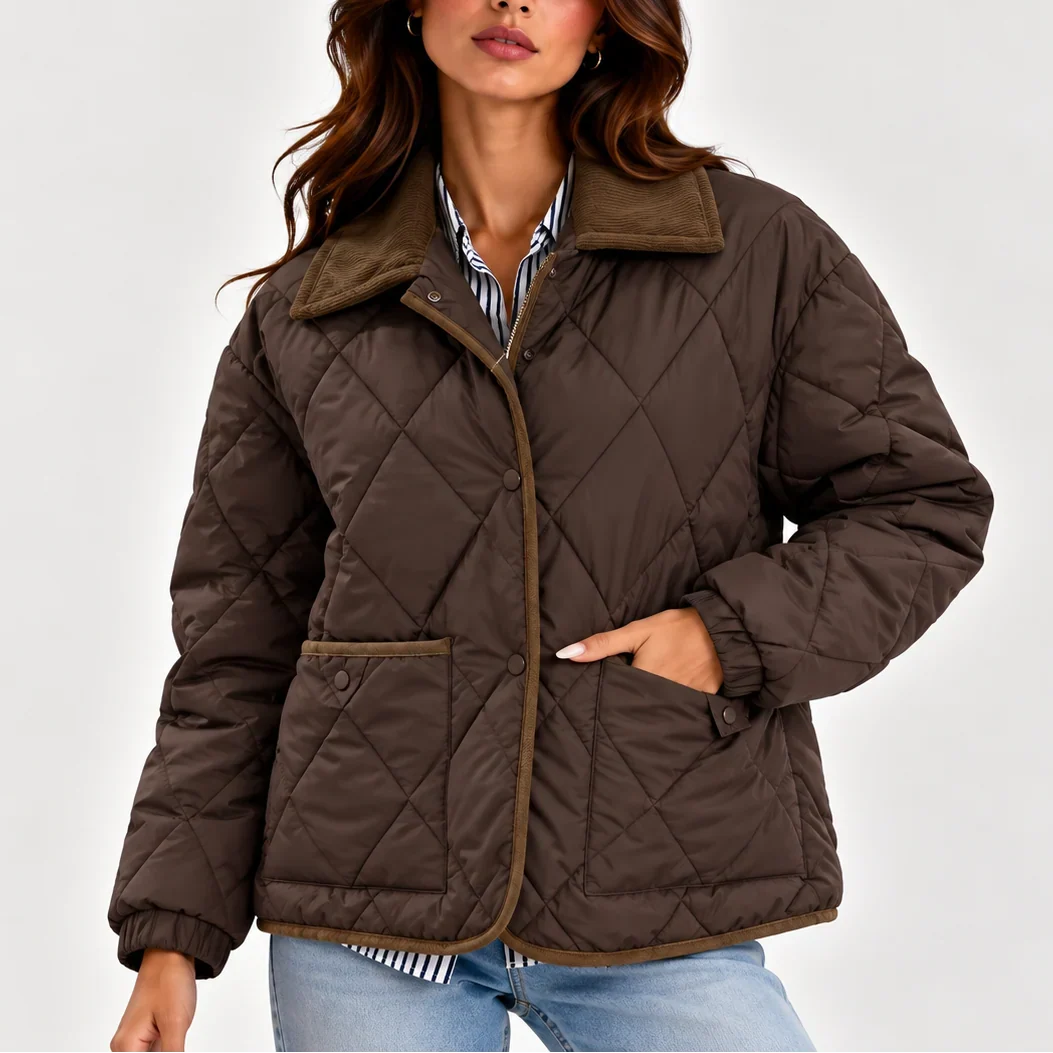 Cecily | Women's Corduroy Collar Quilted Barn Jacket