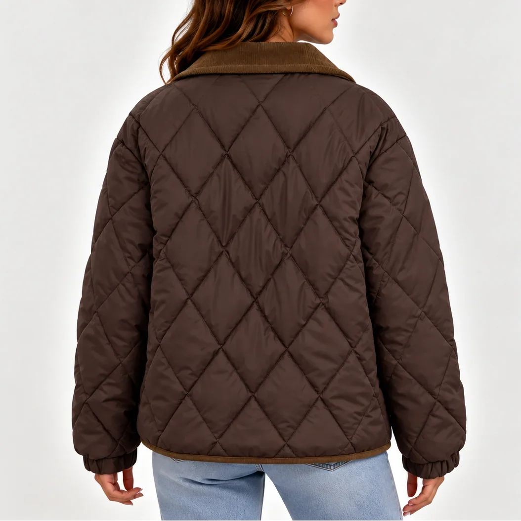 Cecily | Women's Corduroy Collar Quilted Barn Jacket