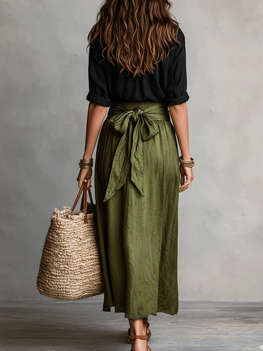 Charmaine | Women's Button-Up Shirt & Midi Skirt Set