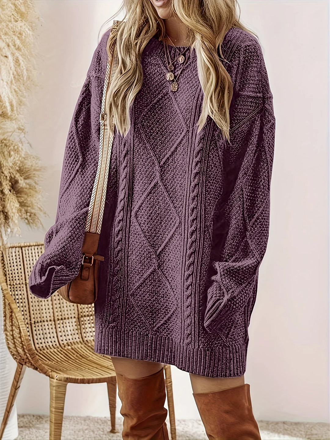 Cheryl | Women's Cable-Knit Sweater Dress