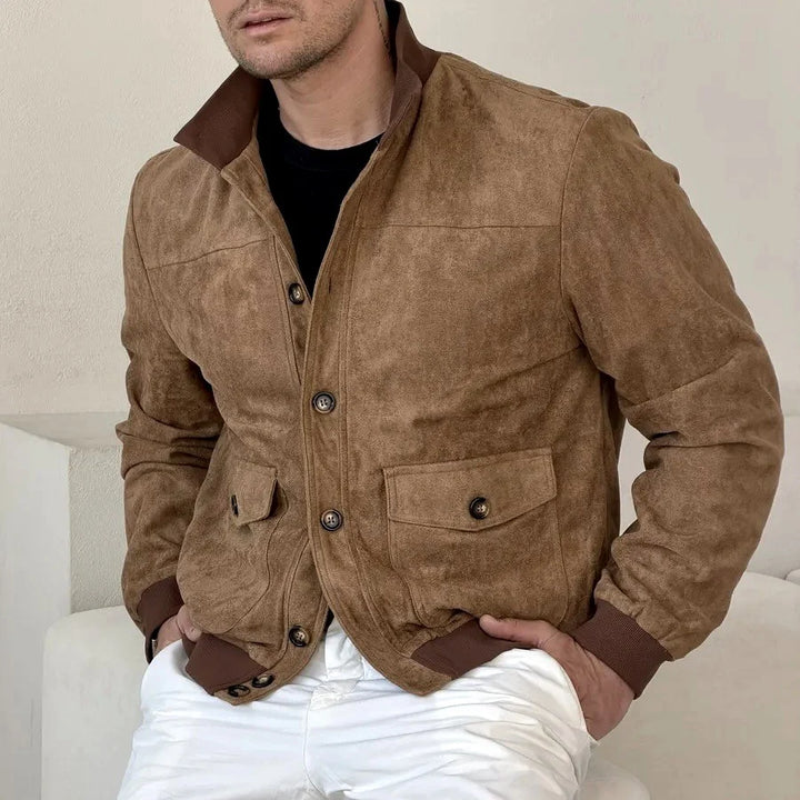 Chris | Men's Button Front Ribbed Hem Trucker Jacket