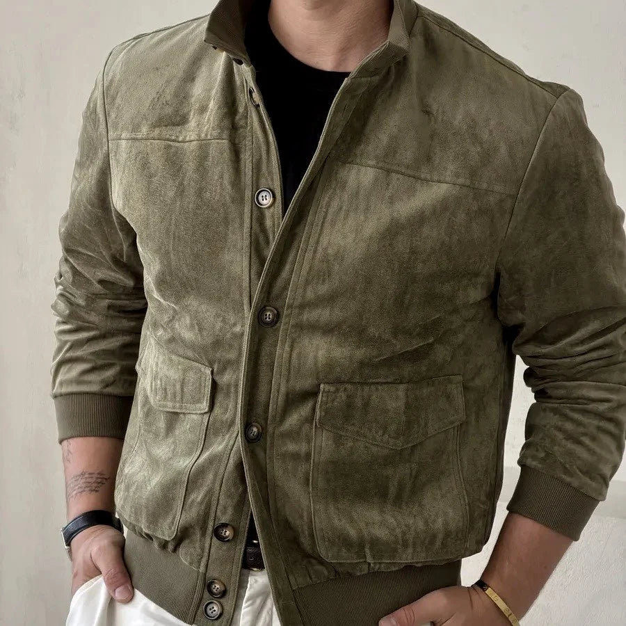 Chris | Men's Button Front Ribbed Hem Trucker Jacket