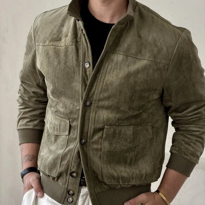 Chris | Men's Button Front Ribbed Hem Trucker Jacket