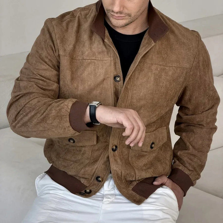 Chris | Men's Button Front Ribbed Hem Trucker Jacket