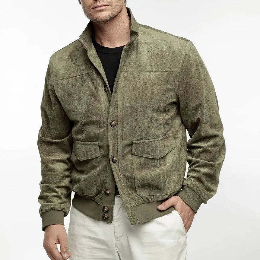 Chris | Men's Button Front Ribbed Hem Trucker Jacket