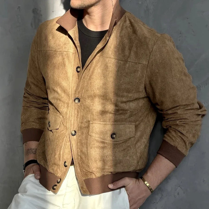 Chris | Men's Button Front Ribbed Hem Trucker Jacket