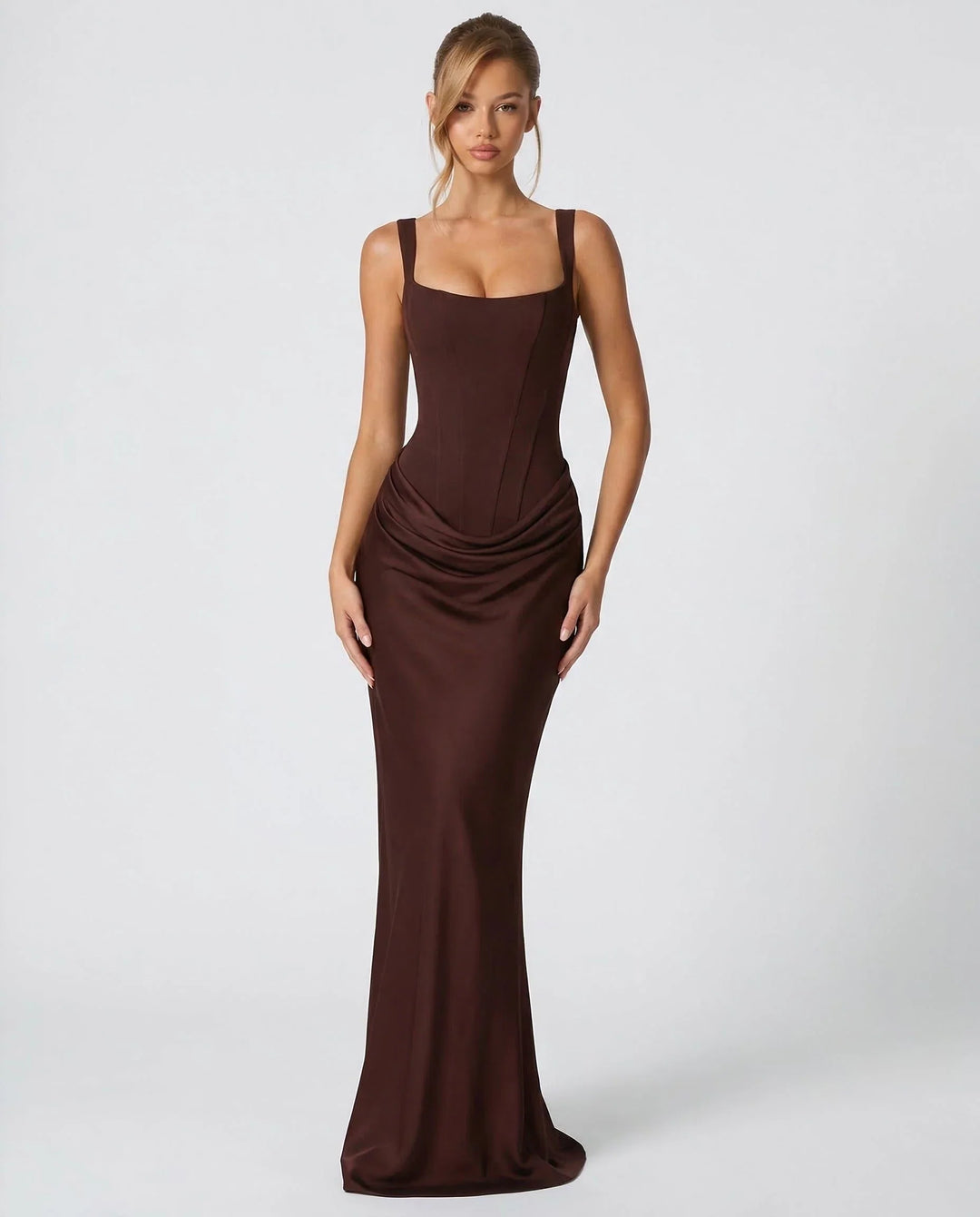 Clare | Women's Fitted Square-Neck Maxi Dress
