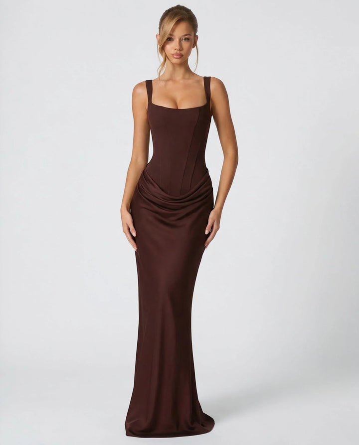 Clare | Women's Fitted Square-Neck Maxi Dress