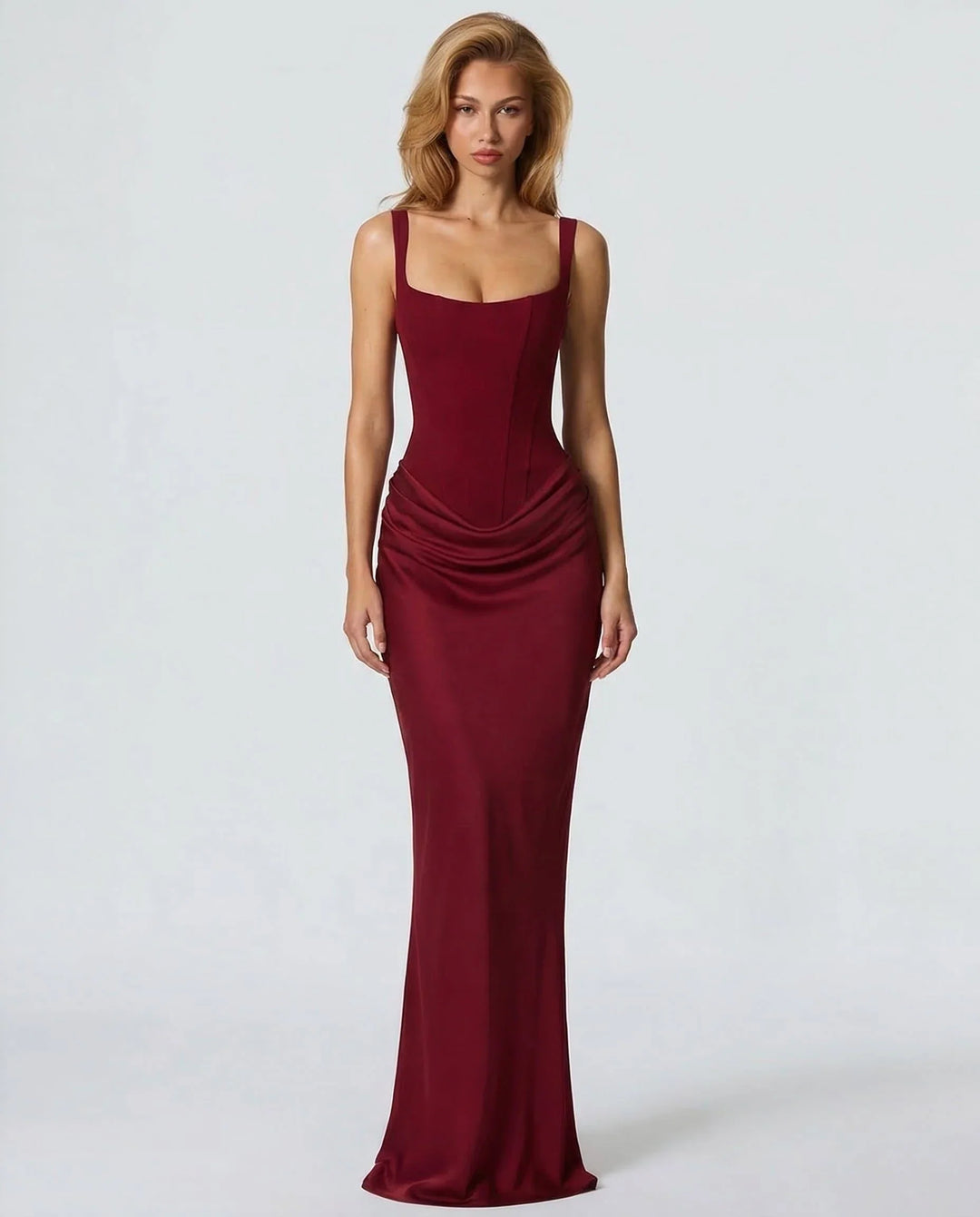 Clare | Women's Fitted Square-Neck Maxi Dress