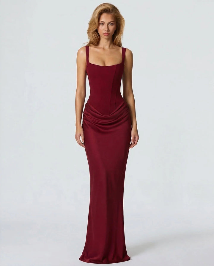 Clare | Women's Fitted Square-Neck Maxi Dress