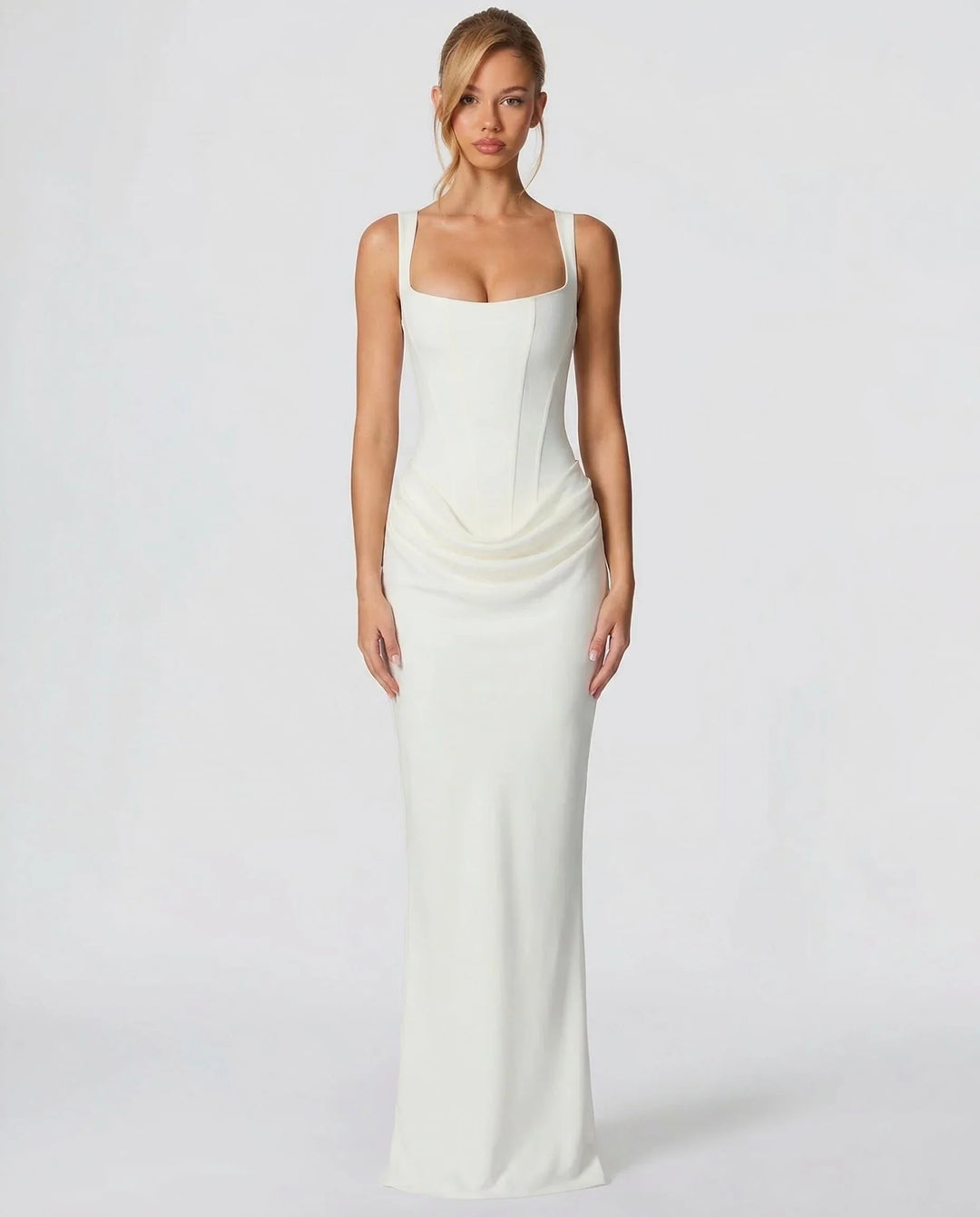 Clare | Women's Fitted Square-Neck Maxi Dress
