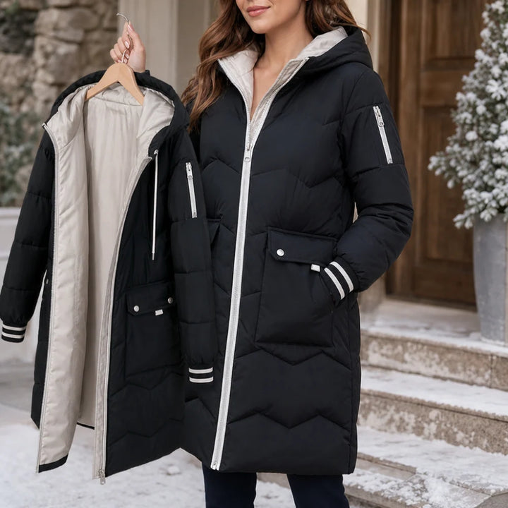 Cordelia | Women's Hooded Zip Up Mid Length Puffer Jacket