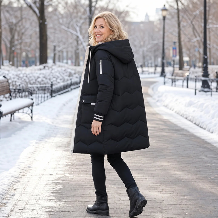 Cordelia | Women's Hooded Zip Up Mid Length Puffer Jacket