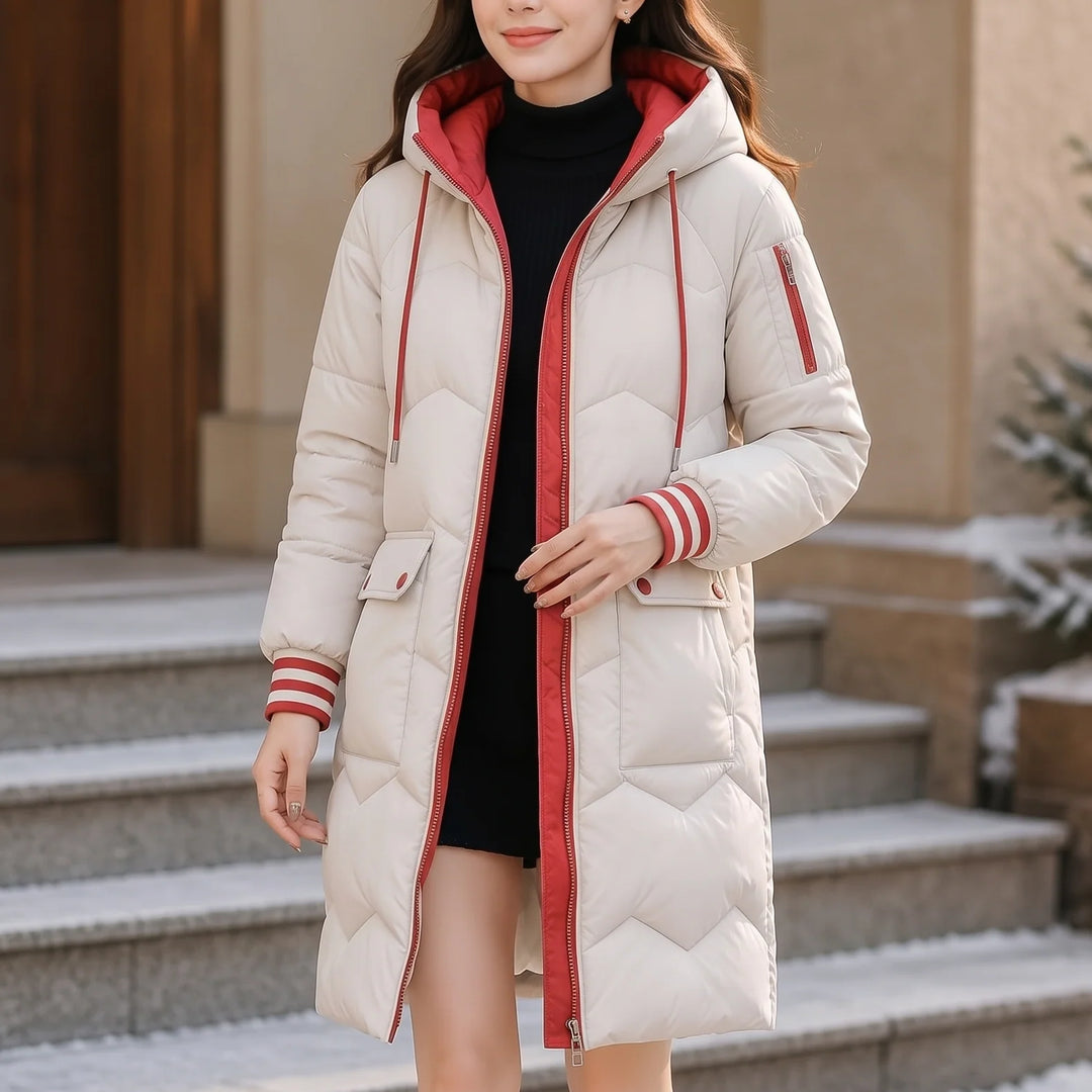 Cordelia | Women's Hooded Zip Up Mid Length Puffer Jacket