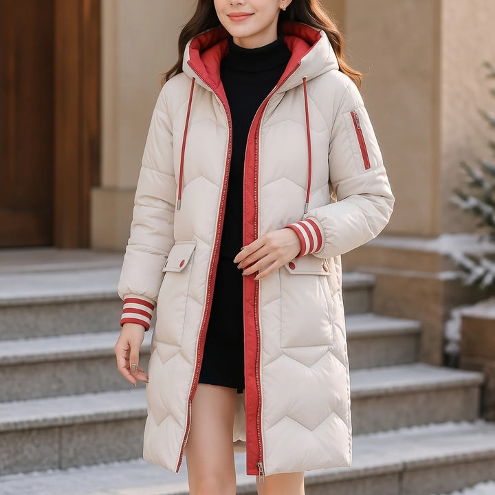 Cordelia | Women's Hooded Zip Up Mid Length Puffer Jacket