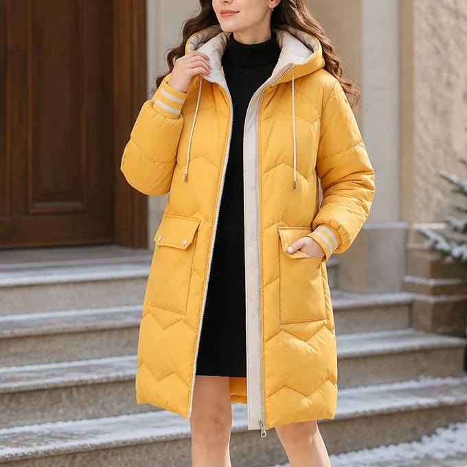 Cordelia | Women's Hooded Zip Up Mid Length Puffer Jacket
