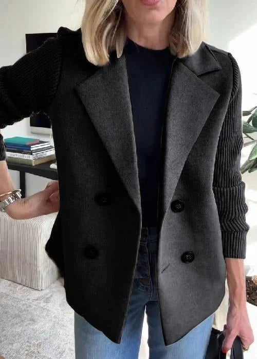 Cynthia | Women's Double-Breasted Blazer with Knit Sleeves