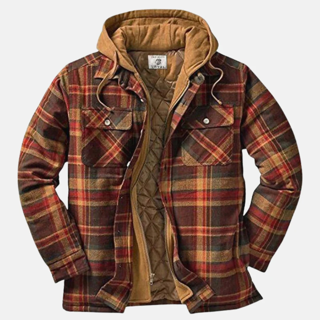 Dale | Men's Hooded Flap Pocket Plaid Winter Jacket