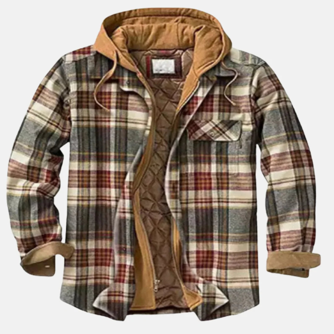 Dale | Men's Hooded Flap Pocket Plaid Winter Jacket