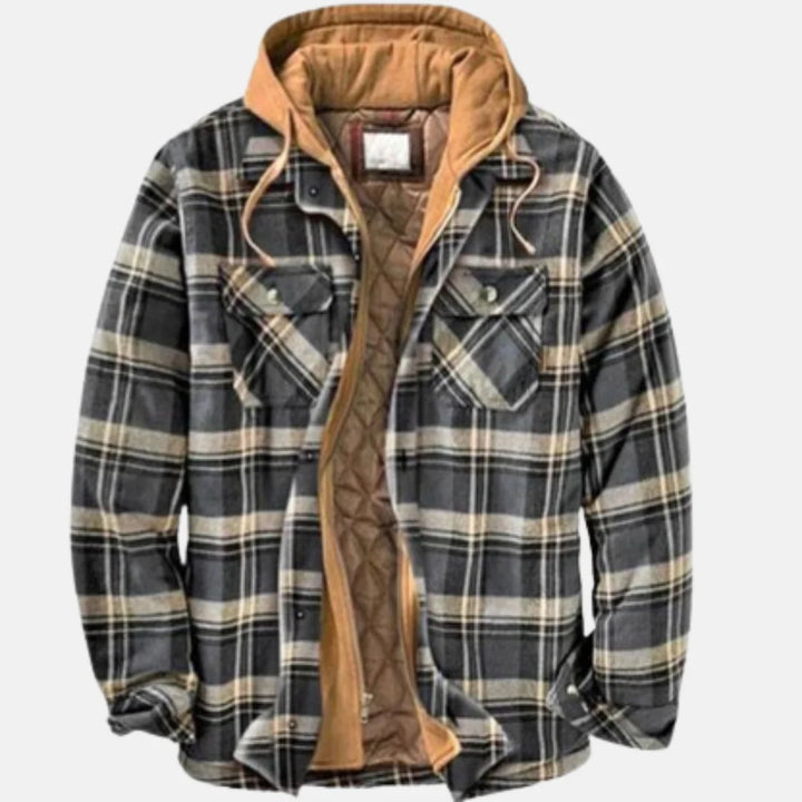 Dale | Men's Hooded Flap Pocket Plaid Winter Jacket
