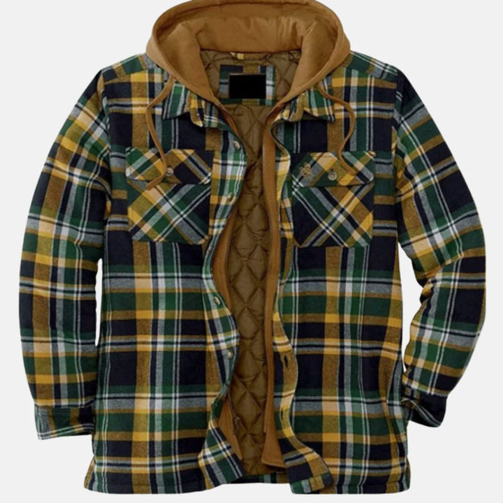 Dale | Men's Hooded Flap Pocket Plaid Winter Jacket