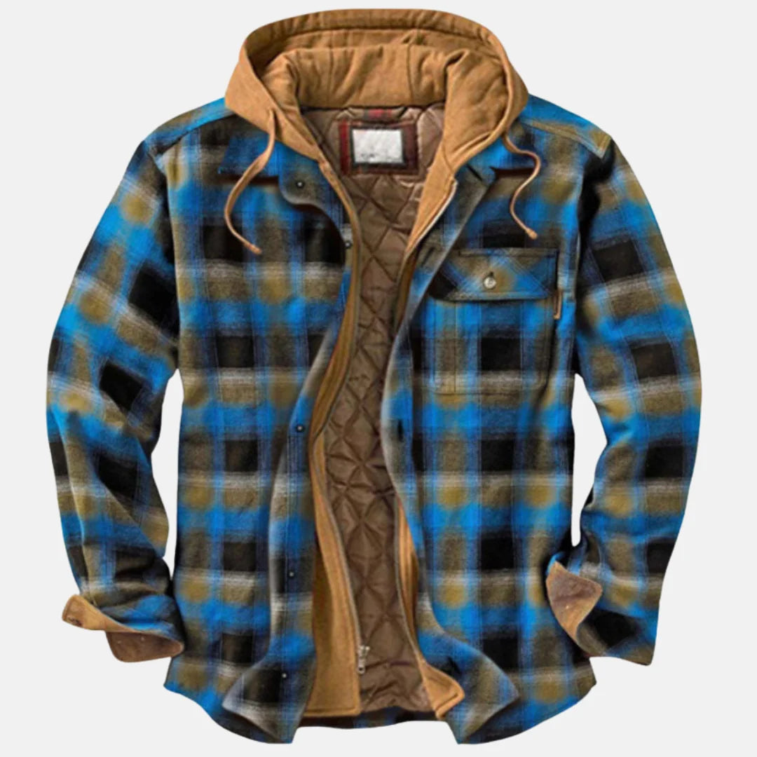 Dale | Men's Hooded Flap Pocket Plaid Winter Jacket