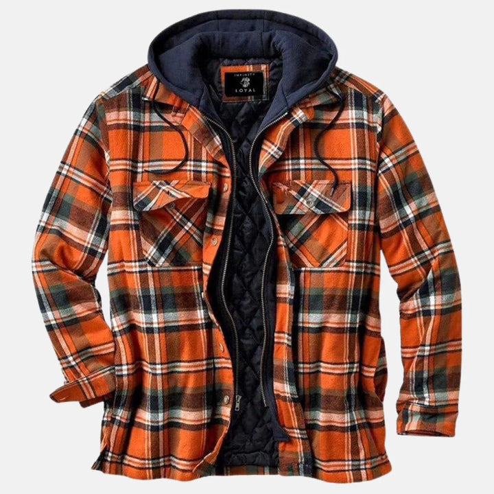 Dale | Men's Hooded Flap Pocket Plaid Winter Jacket