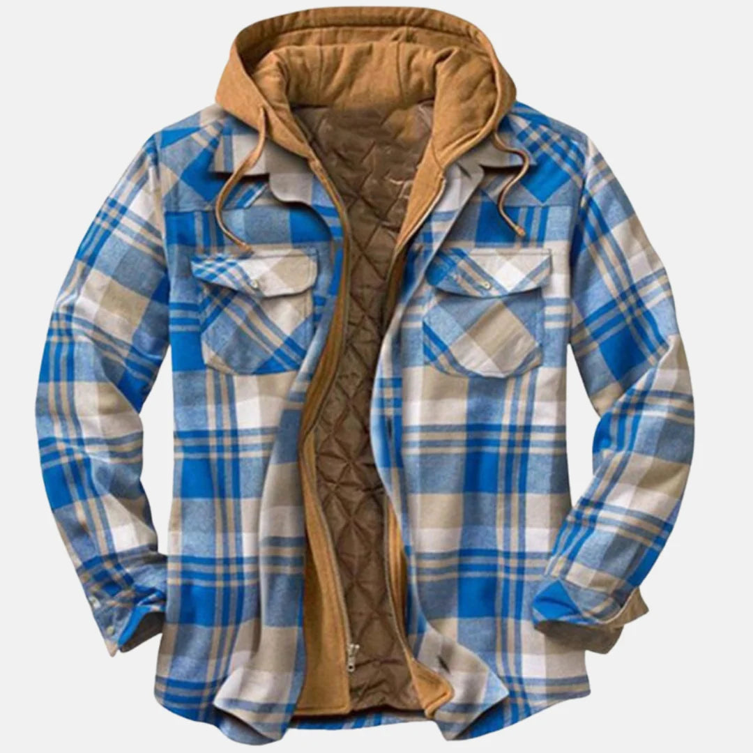 Dale | Men's Hooded Flap Pocket Plaid Winter Jacket