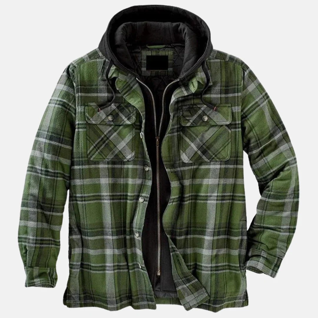 Dale | Men's Hooded Flap Pocket Plaid Winter Jacket