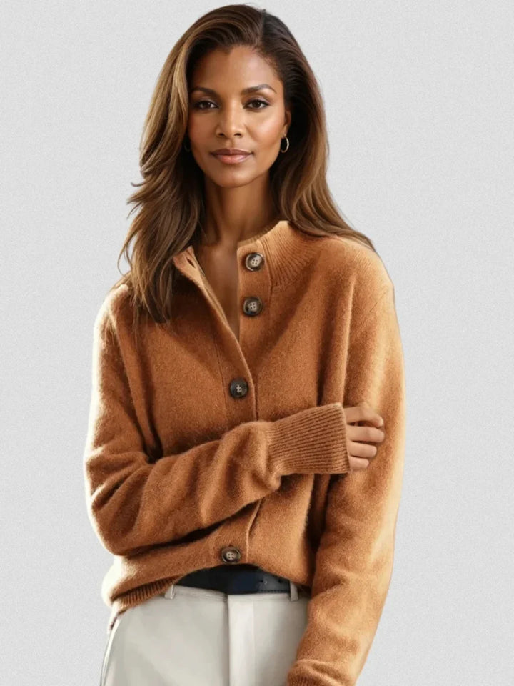 Danielle | Women's Stand Collar Relaxed Button Down Cardigan